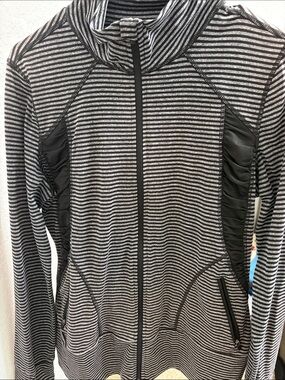 RBX Black & White Striped Full-Zip Utility Jacket with Mesh Panels